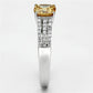 MATS099 - Rhodium 925 Sterling Silver Ring with AAA Grade CZ  in Champagne