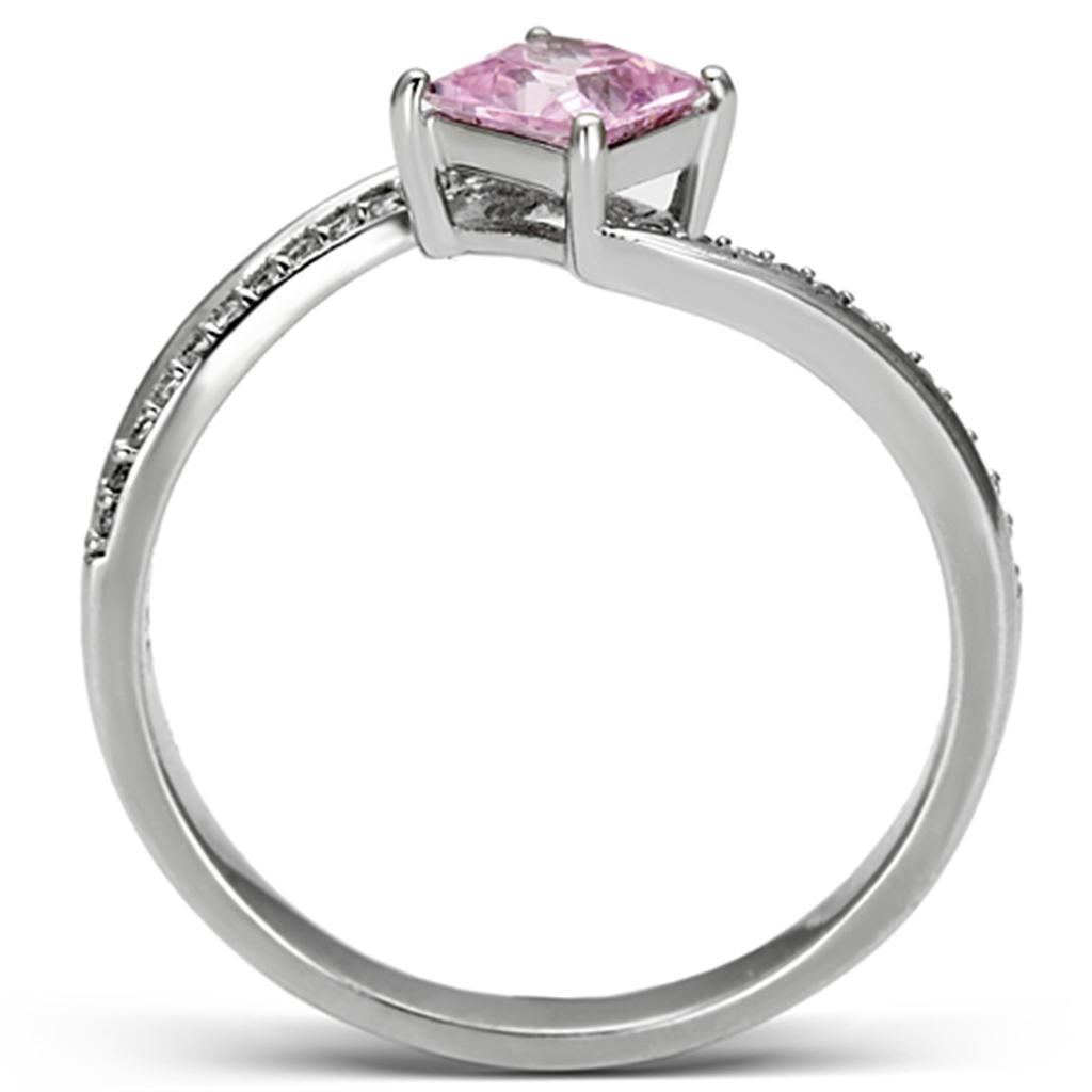 MATS100 - Rhodium 925 Sterling Silver Ring with AAA Grade CZ  in Rose
