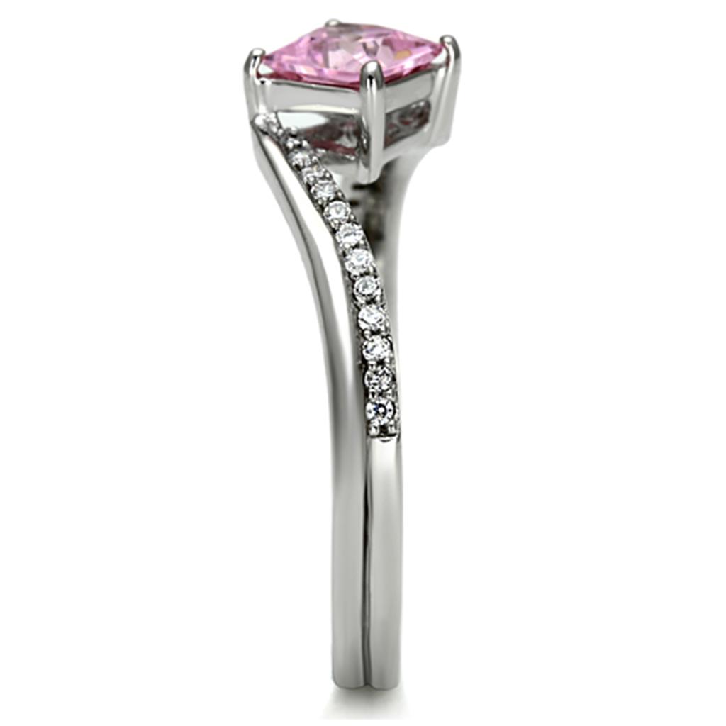 MATS100 - Rhodium 925 Sterling Silver Ring with AAA Grade CZ  in Rose