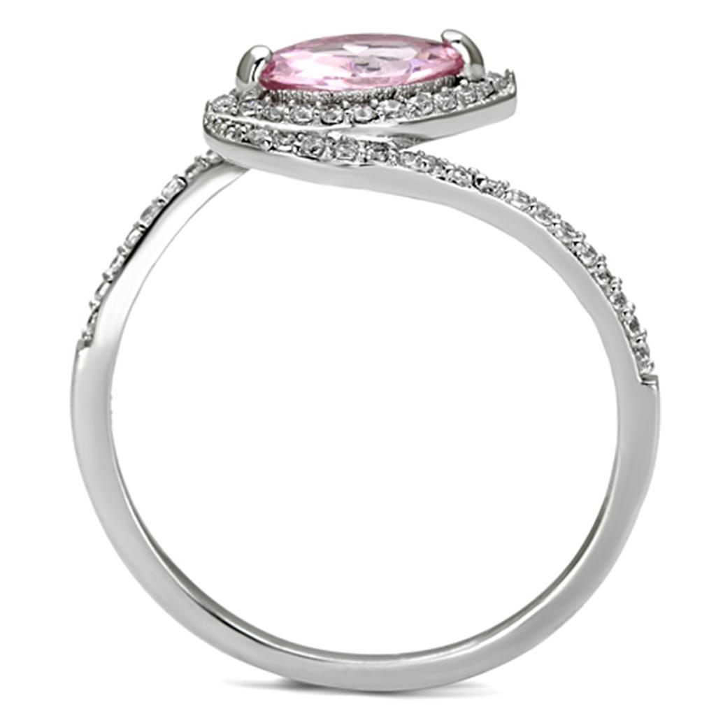 MATS101 - Rhodium 925 Sterling Silver Ring with AAA Grade CZ  in Rose