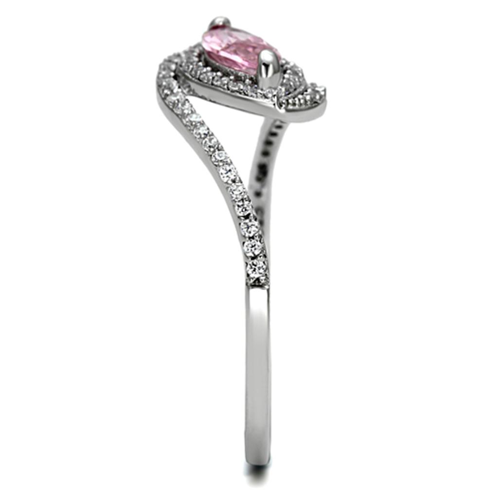 MATS101 - Rhodium 925 Sterling Silver Ring with AAA Grade CZ  in Rose