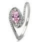 MATS101 - Rhodium 925 Sterling Silver Ring with AAA Grade CZ  in Rose