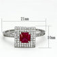 MATS102 - Rhodium 925 Sterling Silver Ring with Synthetic Corundum in Ruby