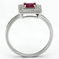 MATS102 - Rhodium 925 Sterling Silver Ring with Synthetic Corundum in Ruby