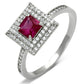 MATS102 - Rhodium 925 Sterling Silver Ring with Synthetic Corundum in Ruby