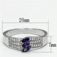 MATS104 - Rhodium 925 Sterling Silver Ring with AAA Grade CZ  in Amethyst