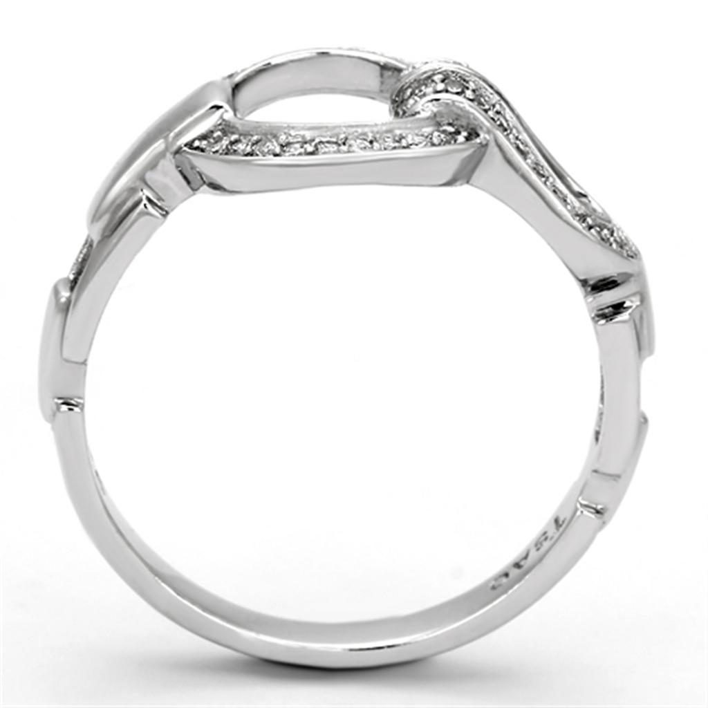 MATS105 - Rhodium 925 Sterling Silver Ring with AAA Grade CZ  in Clear