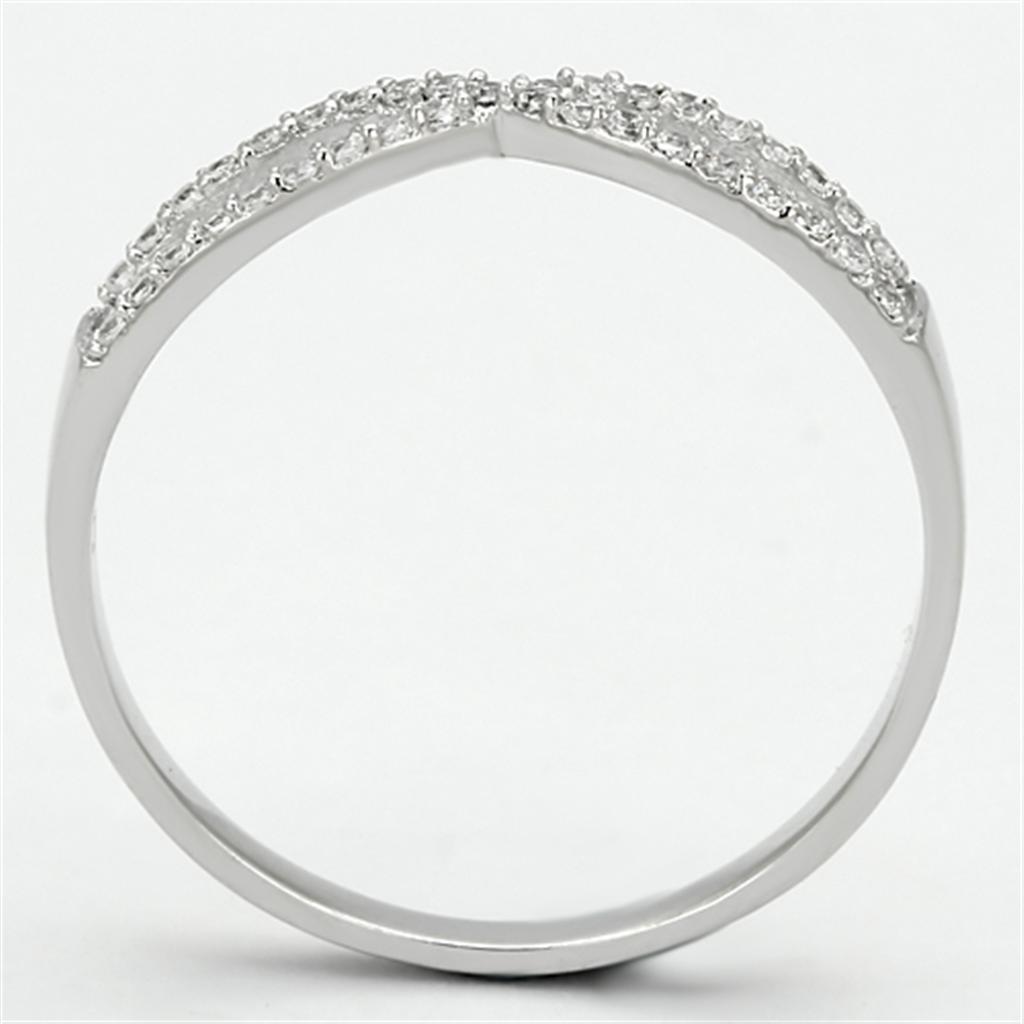 MATS107 - Rhodium 925 Sterling Silver Ring with AAA Grade CZ  in Clear