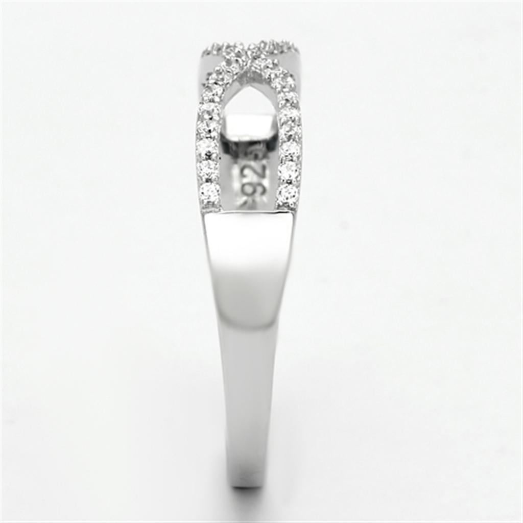 MATS107 - Rhodium 925 Sterling Silver Ring with AAA Grade CZ  in Clear