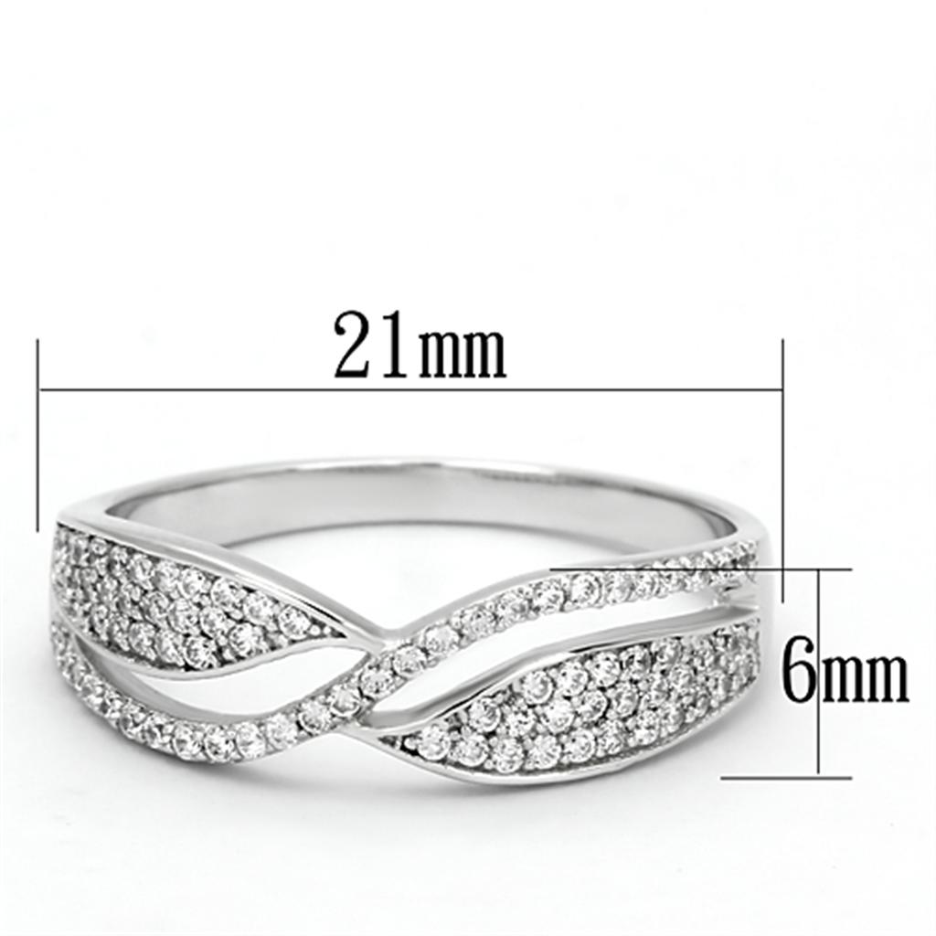MATS108 - Rhodium 925 Sterling Silver Ring with AAA Grade CZ  in Clear