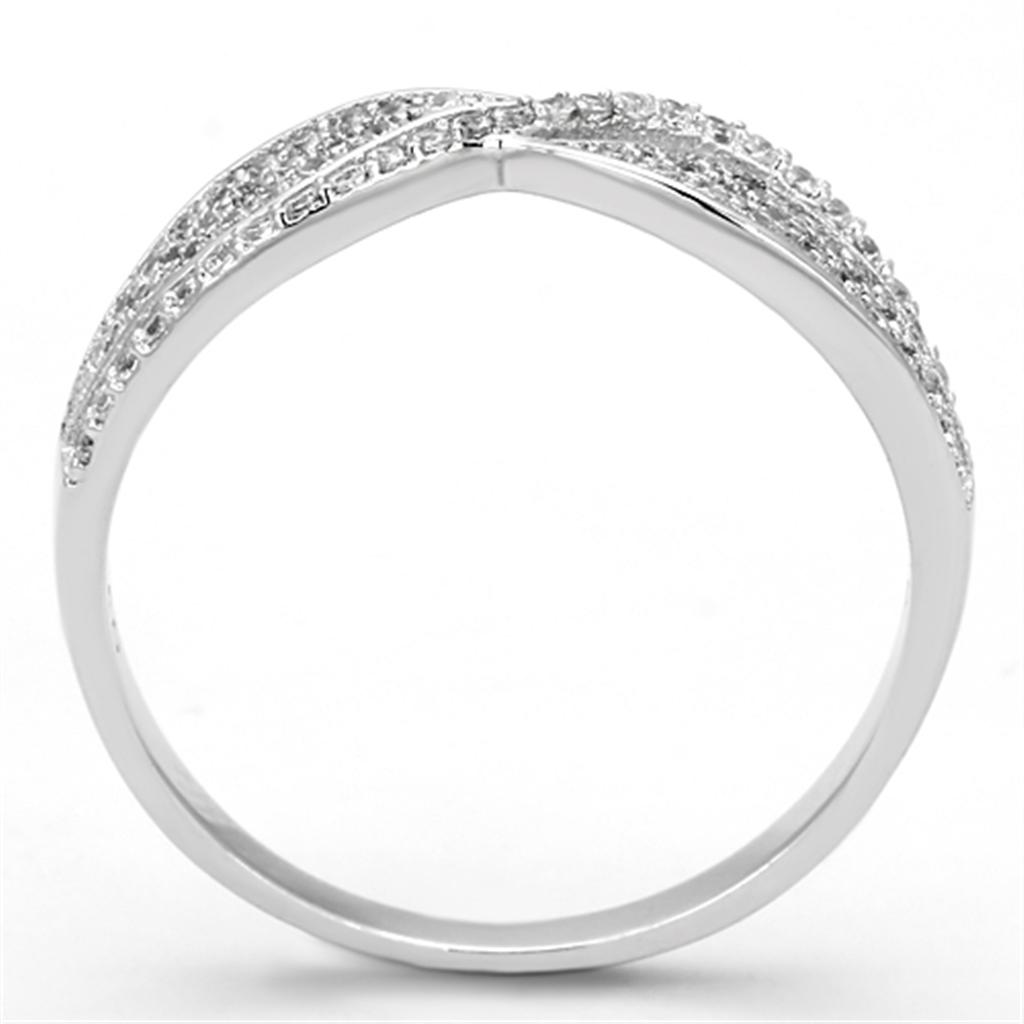 MATS108 - Rhodium 925 Sterling Silver Ring with AAA Grade CZ  in Clear
