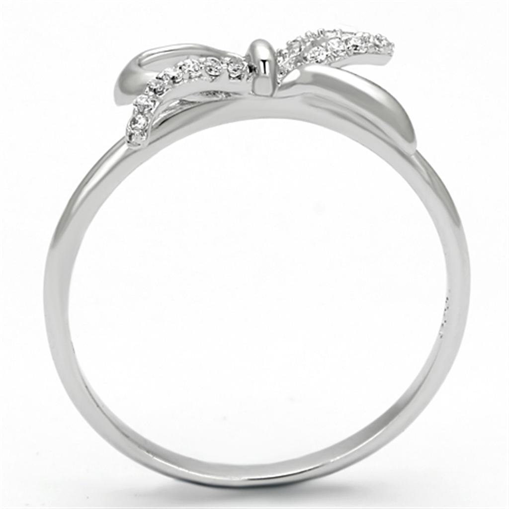 MATS109 - Rhodium 925 Sterling Silver Ring with AAA Grade CZ  in Clear