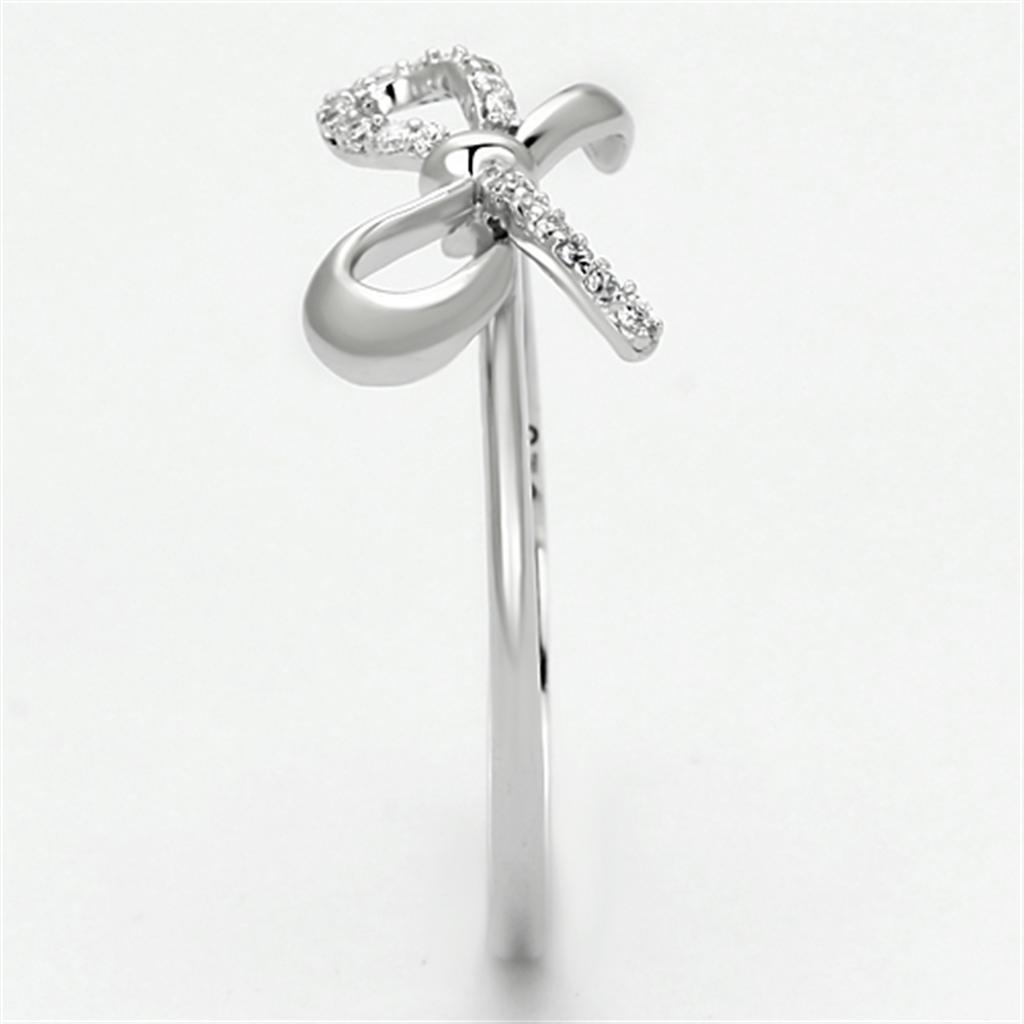 MATS109 - Rhodium 925 Sterling Silver Ring with AAA Grade CZ  in Clear