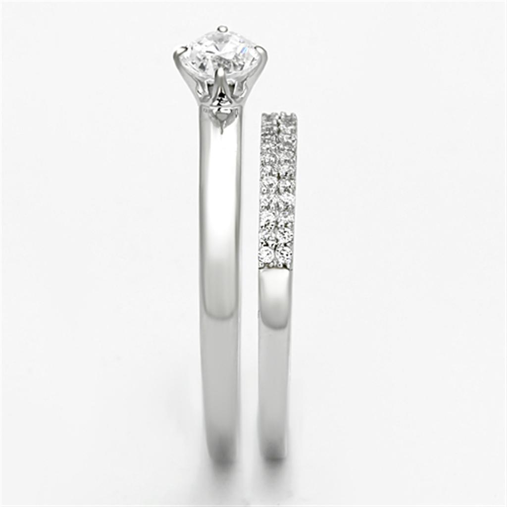 MATS110 - Rhodium 925 Sterling Silver Ring with AAA Grade CZ  in Clear