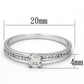 MATS112 - Rhodium 925 Sterling Silver Ring with AAA Grade CZ  in Clear