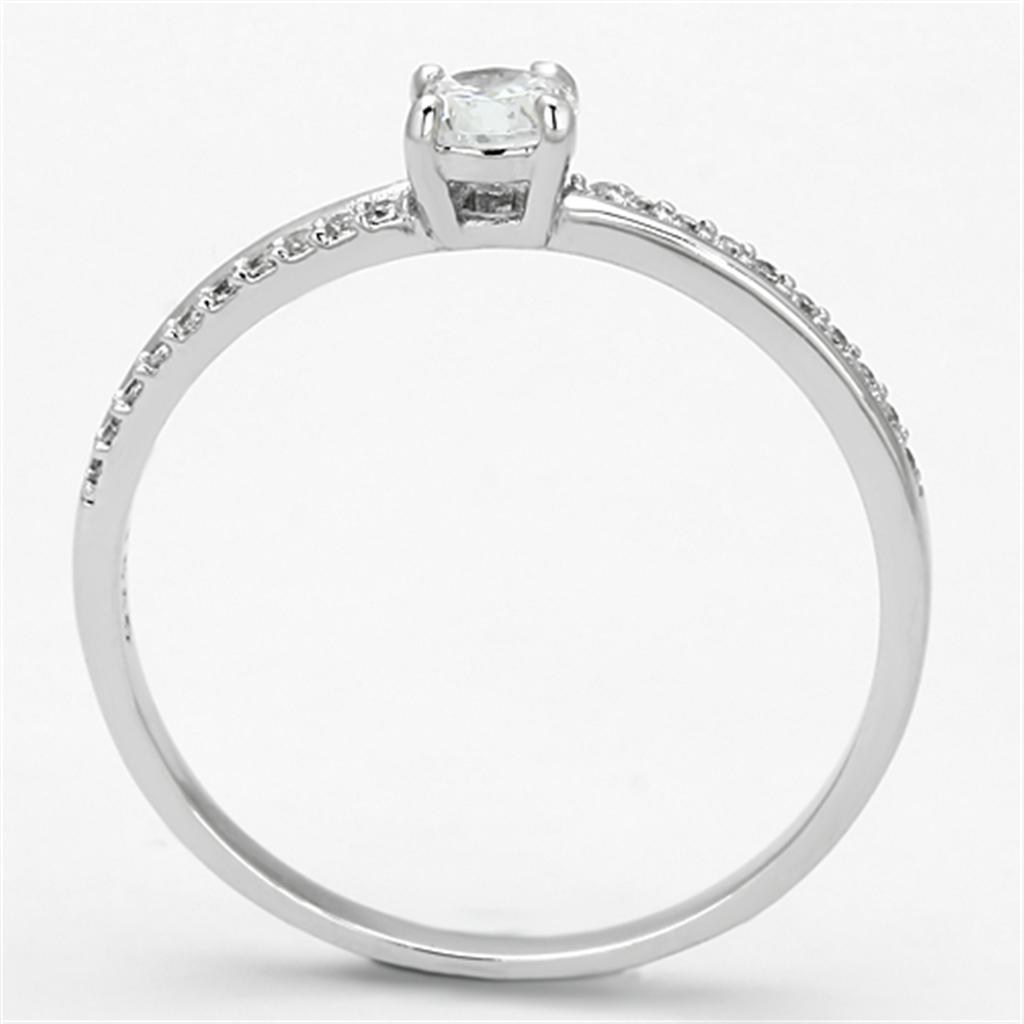 MATS112 - Rhodium 925 Sterling Silver Ring with AAA Grade CZ  in Clear