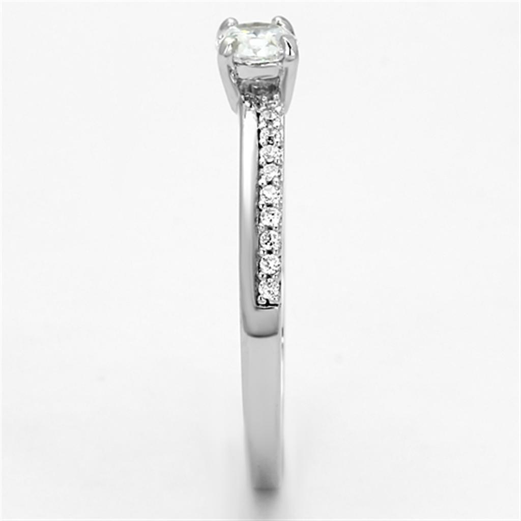 MATS112 - Rhodium 925 Sterling Silver Ring with AAA Grade CZ  in Clear