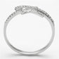 MATS113 - Rhodium 925 Sterling Silver Ring with AAA Grade CZ  in Clear