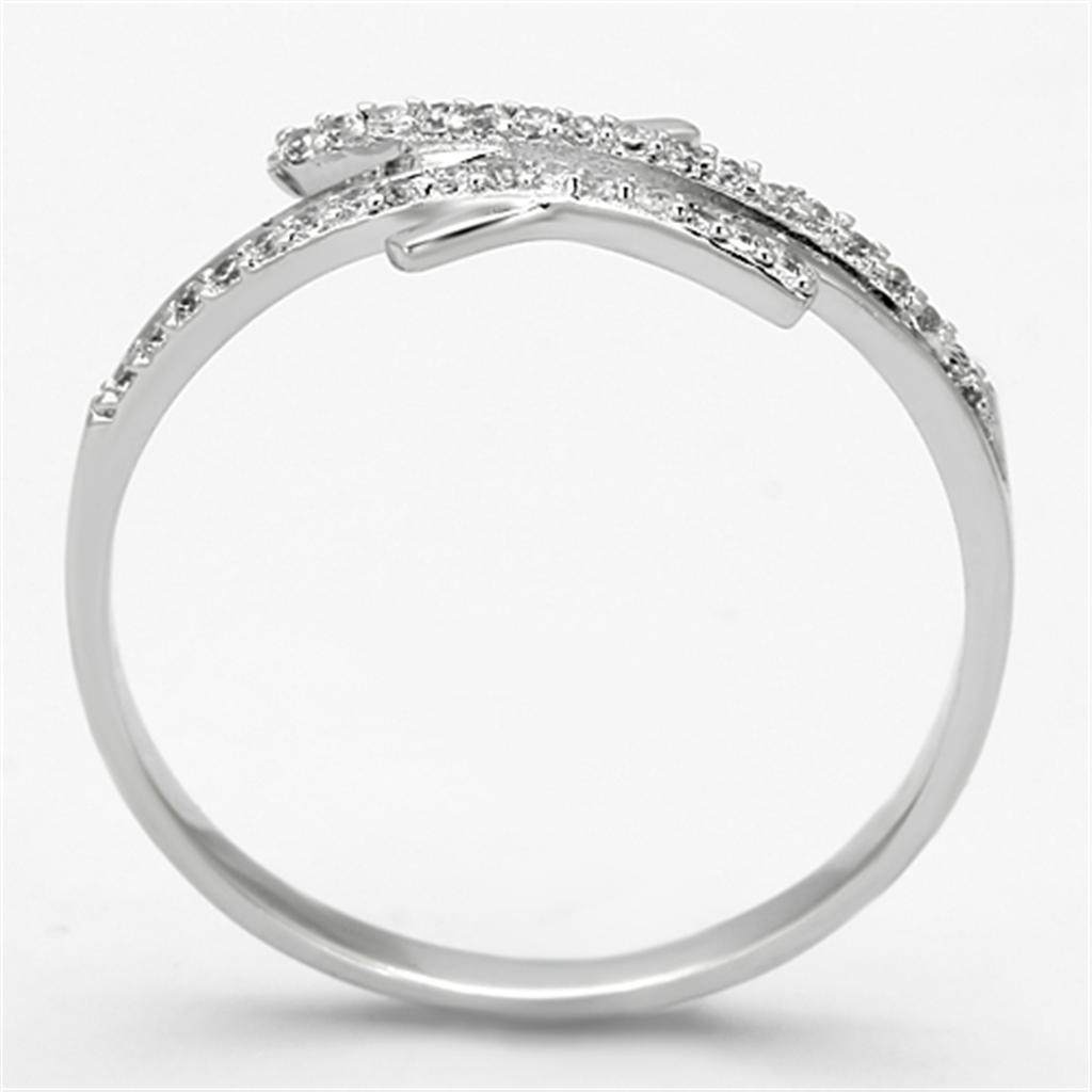 MATS113 - Rhodium 925 Sterling Silver Ring with AAA Grade CZ  in Clear