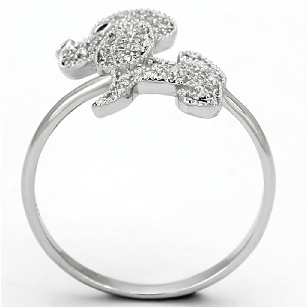 MATS115 - Rhodium 925 Sterling Silver Ring with AAA Grade CZ  in Black Diamond