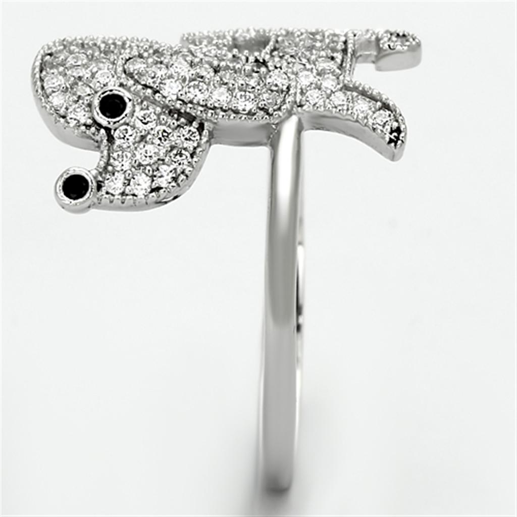 MATS115 - Rhodium 925 Sterling Silver Ring with AAA Grade CZ  in Black Diamond