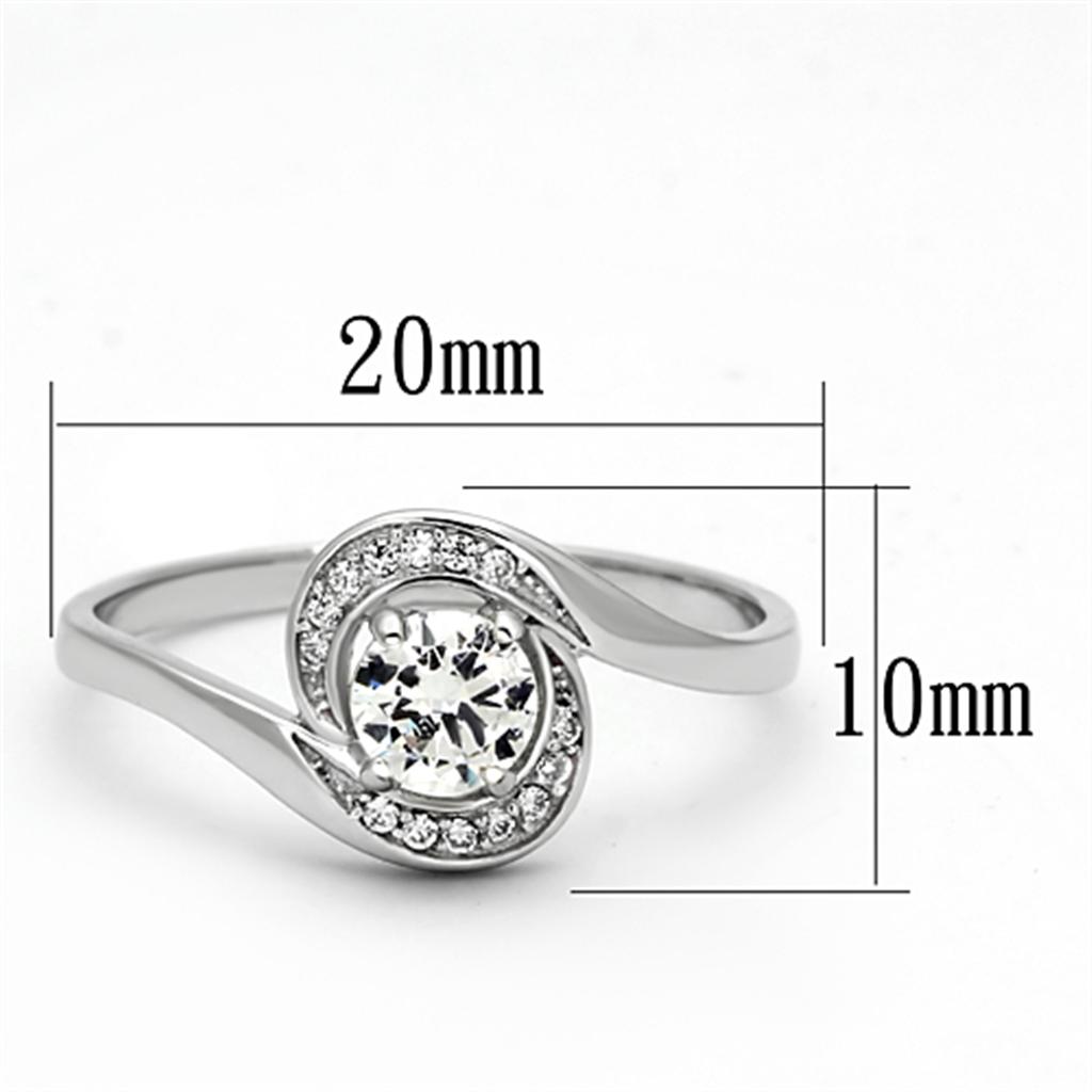 MATS116 - Rhodium 925 Sterling Silver Ring with AAA Grade CZ  in Clear