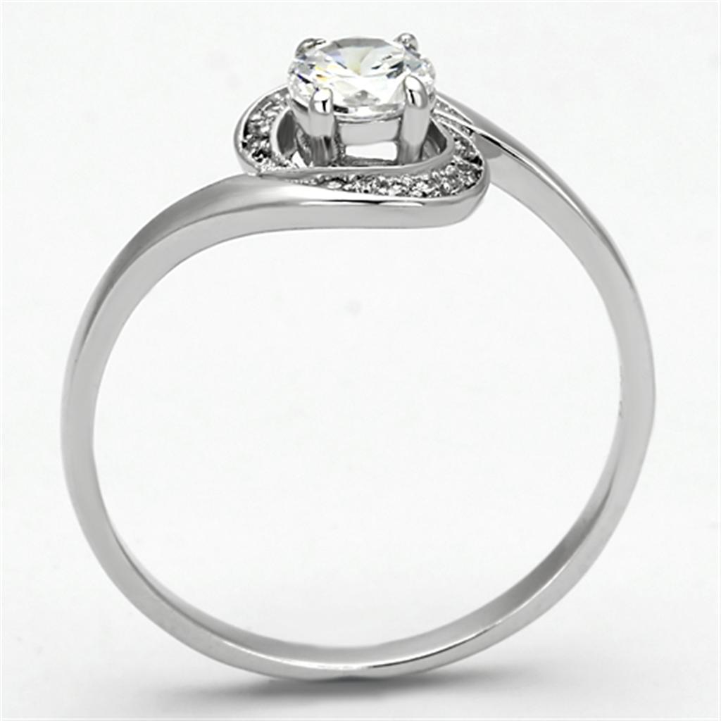 MATS116 - Rhodium 925 Sterling Silver Ring with AAA Grade CZ  in Clear