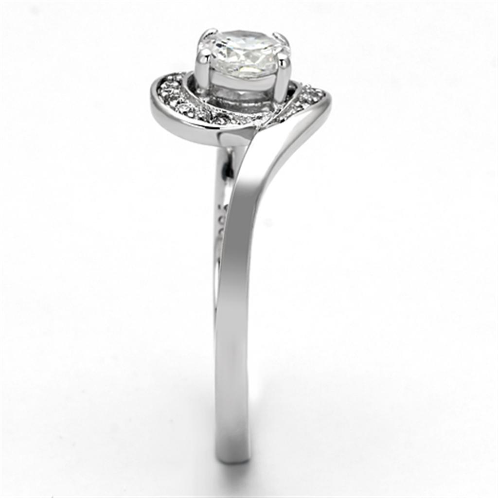 MATS116 - Rhodium 925 Sterling Silver Ring with AAA Grade CZ  in Clear
