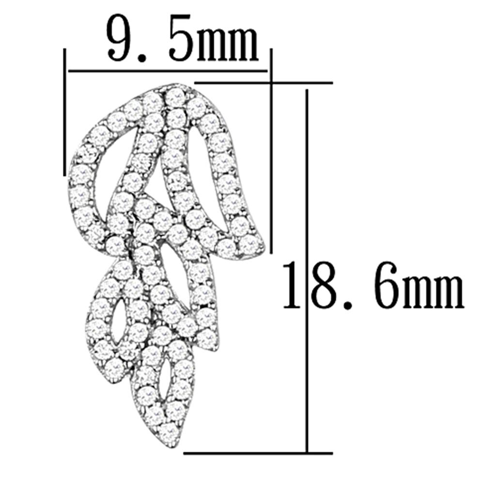 MATS117 - Rhodium 925 Sterling Silver Earrings with AAA Grade CZ  in Clear