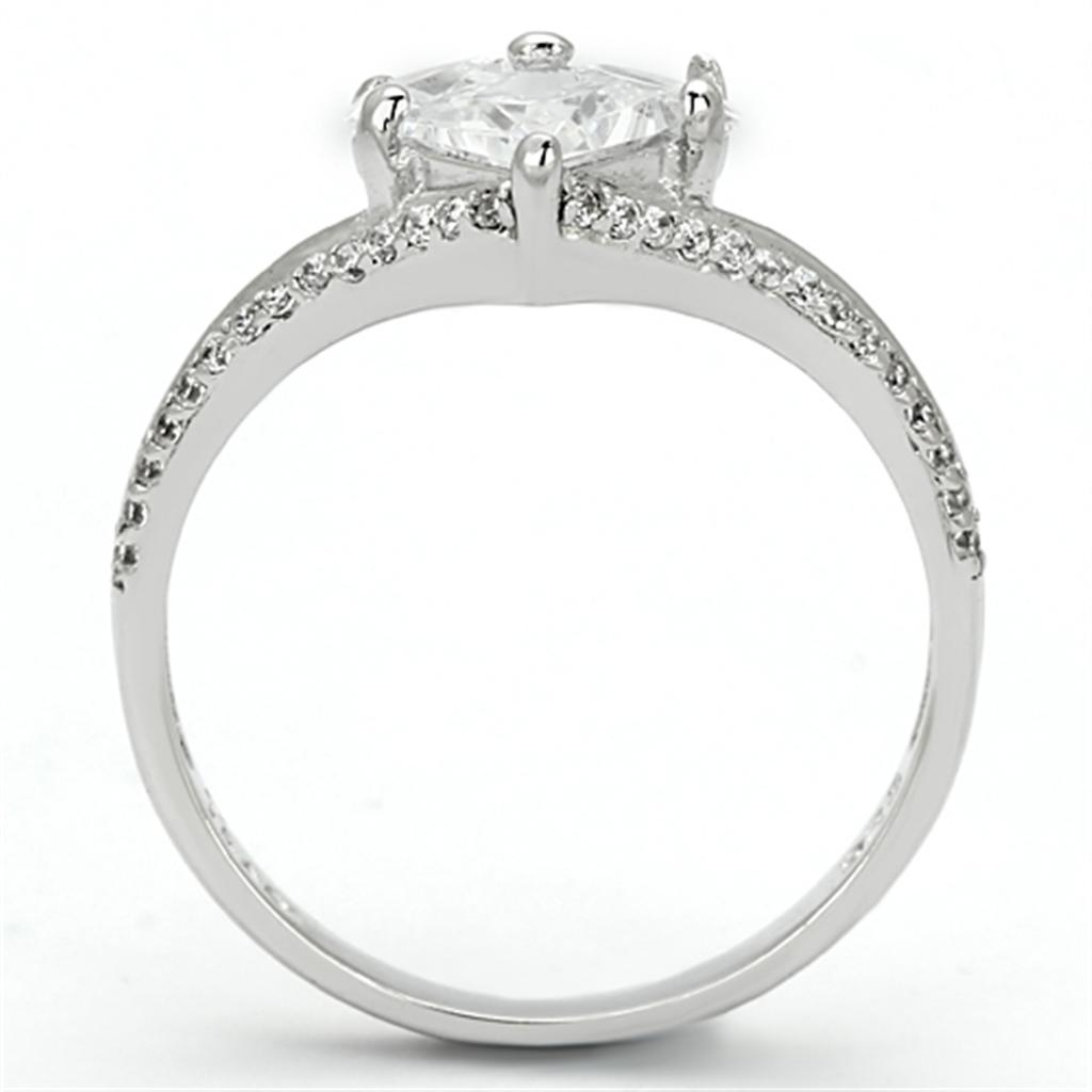 MATS118 - Rhodium 925 Sterling Silver Ring with AAA Grade CZ  in Clear