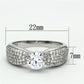 MATS119 - Rhodium 925 Sterling Silver Ring with AAA Grade CZ  in Clear