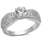 MATS119 - Rhodium 925 Sterling Silver Ring with AAA Grade CZ  in Clear