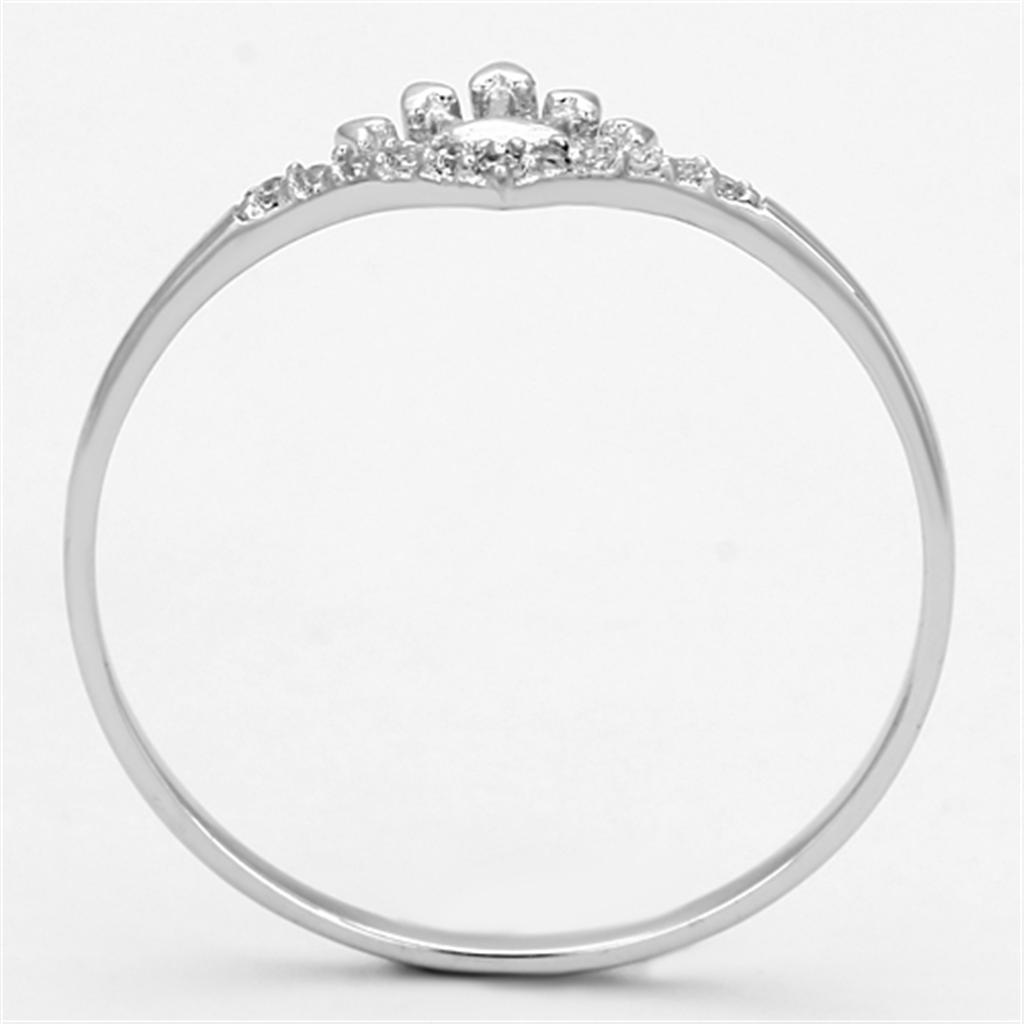MATS120 - Rhodium 925 Sterling Silver Ring with AAA Grade CZ  in Clear