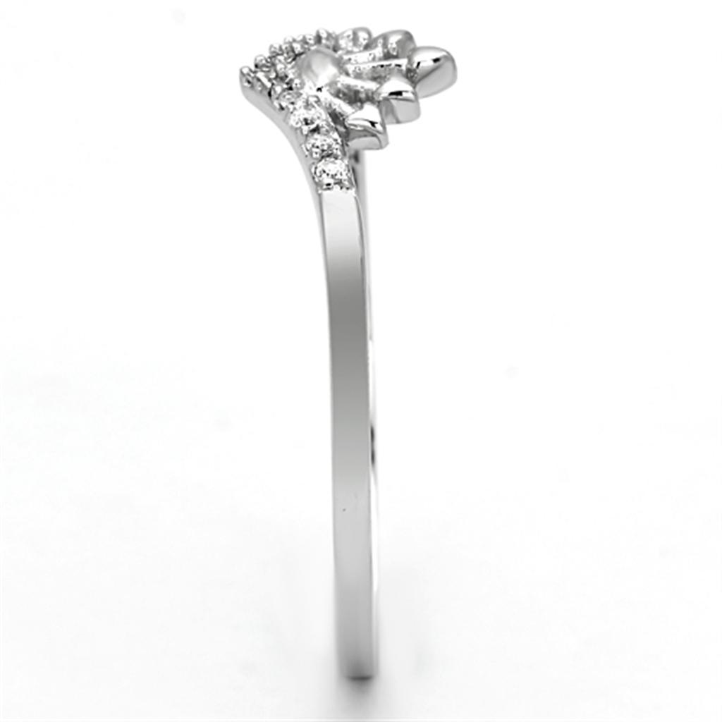 MATS120 - Rhodium 925 Sterling Silver Ring with AAA Grade CZ  in Clear