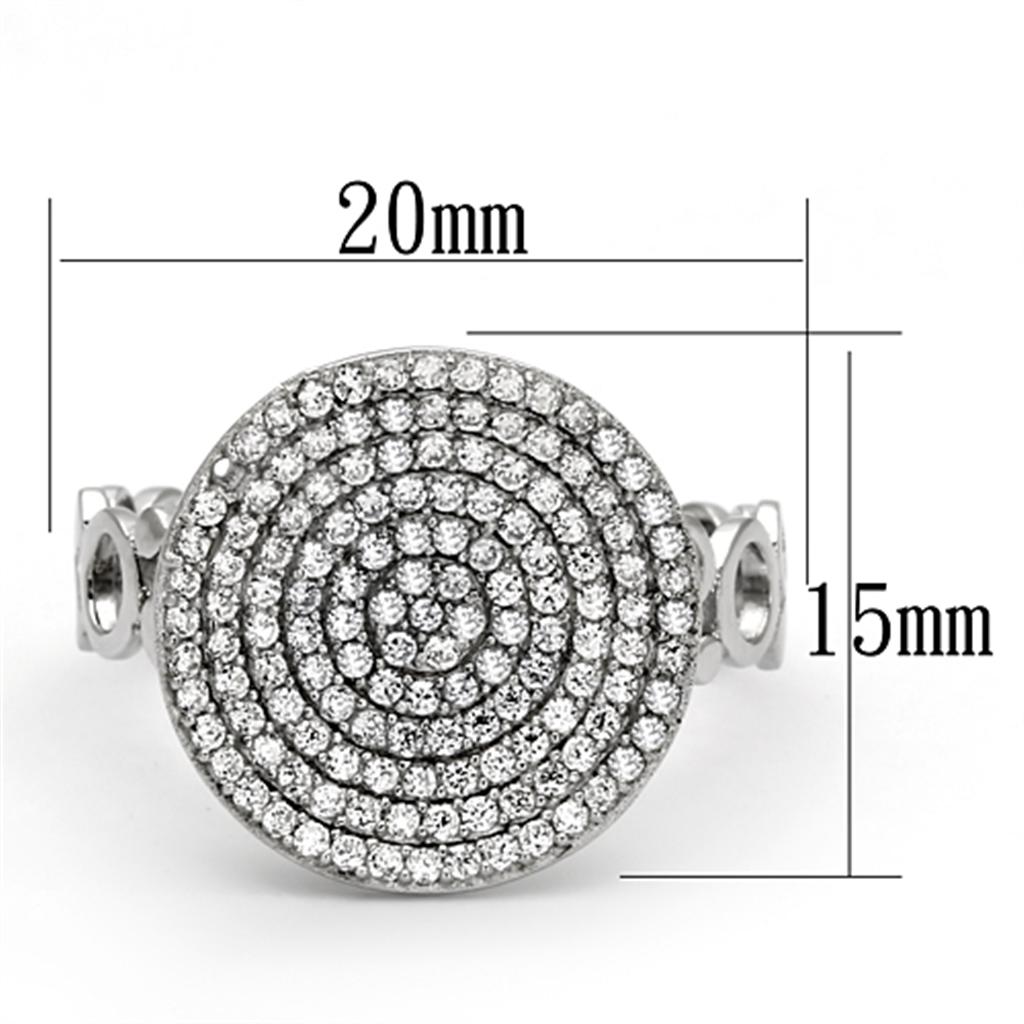 MATS121 - Rhodium 925 Sterling Silver Ring with AAA Grade CZ  in Clear