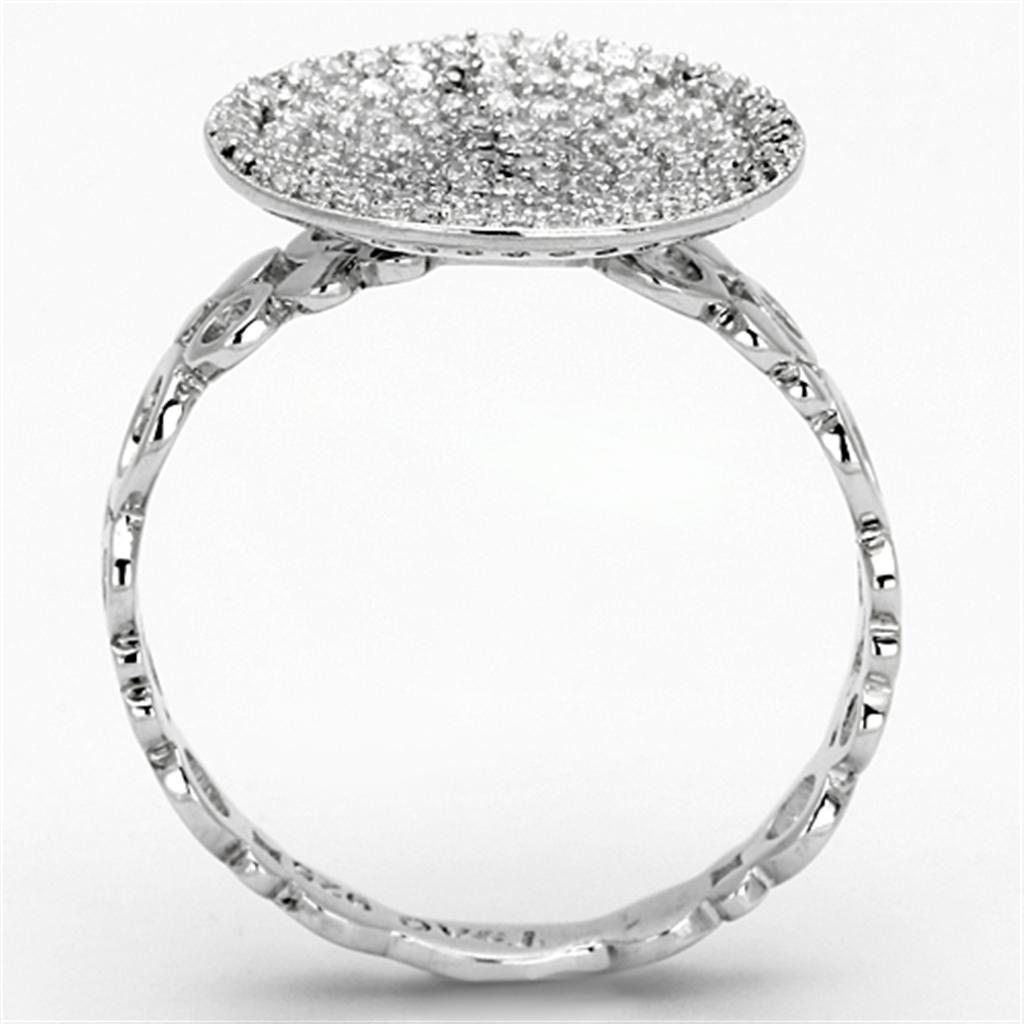 MATS121 - Rhodium 925 Sterling Silver Ring with AAA Grade CZ  in Clear