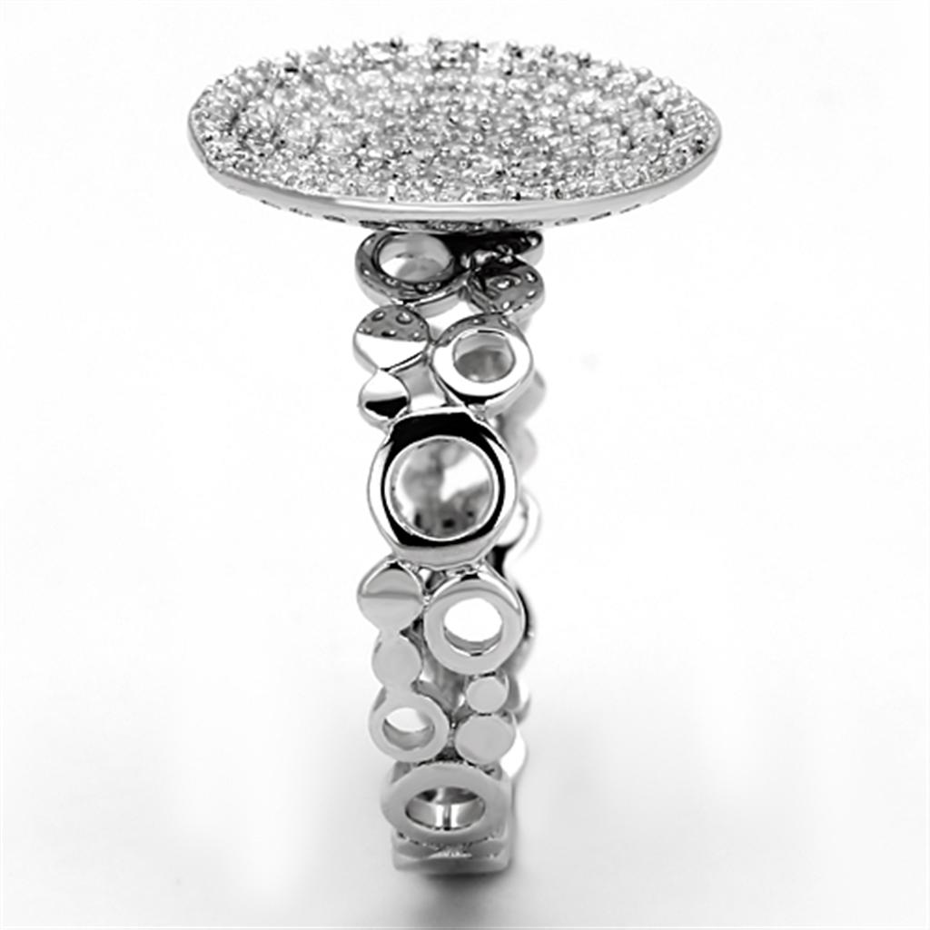 MATS121 - Rhodium 925 Sterling Silver Ring with AAA Grade CZ  in Clear