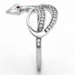 MATS123 - Rhodium 925 Sterling Silver Ring with AAA Grade CZ  in Ruby