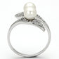 MATS124 - Rhodium 925 Sterling Silver Ring with Synthetic Pearl in Citrine Yellow