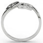 MATS125 - Rhodium 925 Sterling Silver Ring with AAA Grade CZ  in Black Diamond