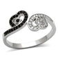 MATS125 - Rhodium 925 Sterling Silver Ring with AAA Grade CZ  in Black Diamond