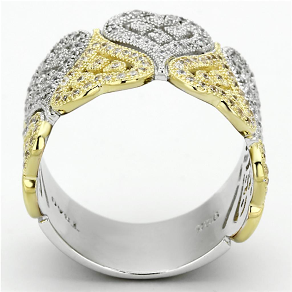 MATS126 - Gold+Rhodium 925 Sterling Silver Ring with AAA Grade CZ  in Champagne