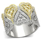 MATS126 - Gold+Rhodium 925 Sterling Silver Ring with AAA Grade CZ  in Champagne