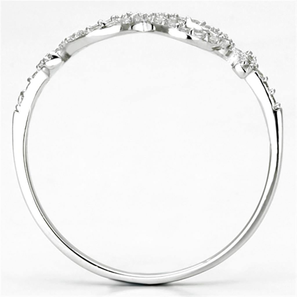 MATS129 - Rhodium 925 Sterling Silver Ring with AAA Grade CZ  in Clear