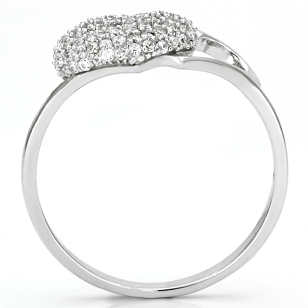 MATS130 - Rhodium 925 Sterling Silver Ring with AAA Grade CZ  in Clear