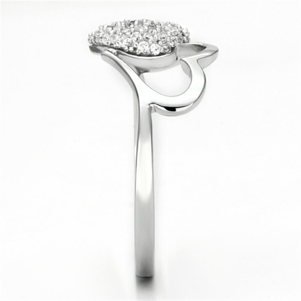 MATS130 - Rhodium 925 Sterling Silver Ring with AAA Grade CZ  in Clear