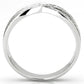 MATS131 - Rhodium 925 Sterling Silver Ring with AAA Grade CZ  in Clear