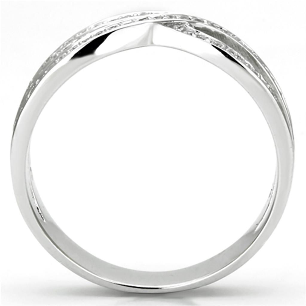 MATS131 - Rhodium 925 Sterling Silver Ring with AAA Grade CZ  in Clear