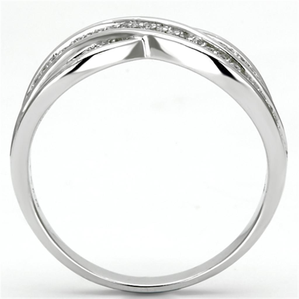 MATS132 - Rhodium 925 Sterling Silver Ring with AAA Grade CZ  in Clear