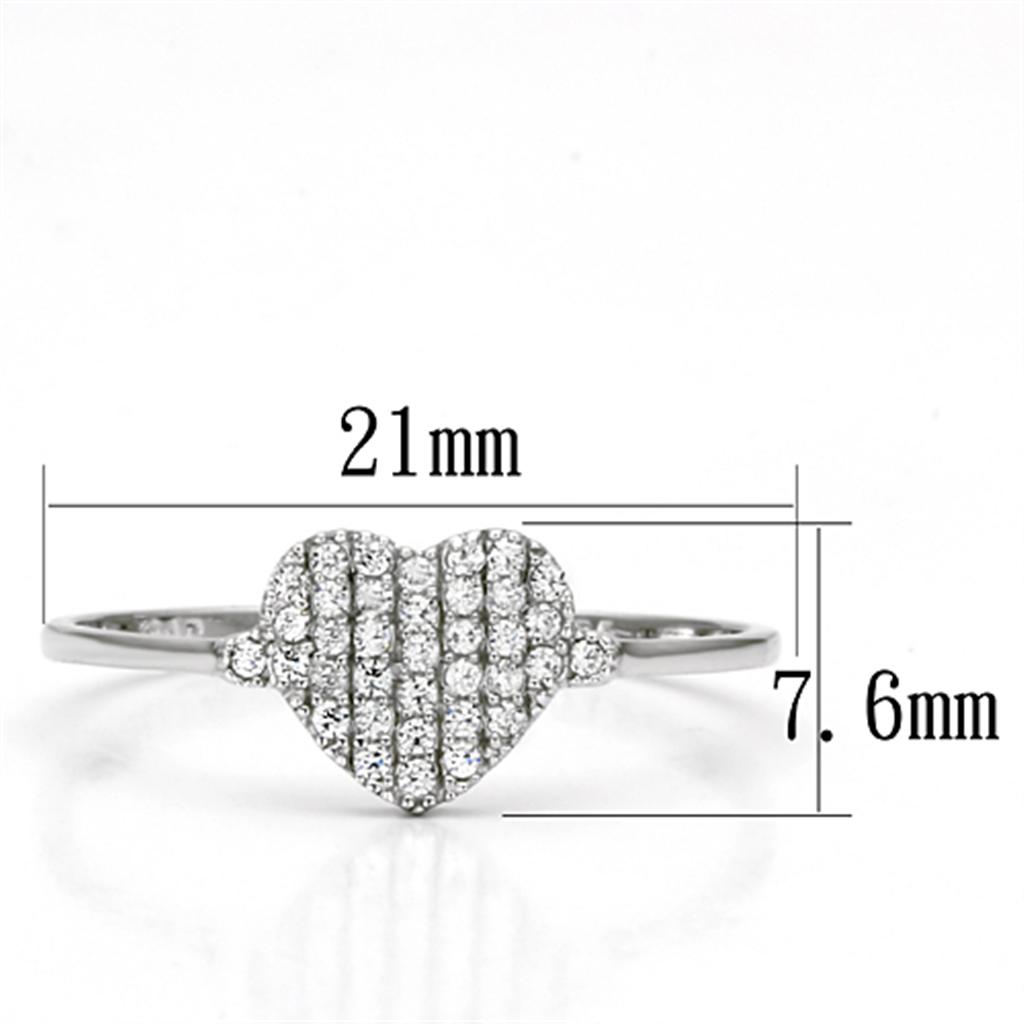 MATS133 - Rhodium 925 Sterling Silver Ring with AAA Grade CZ  in Clear